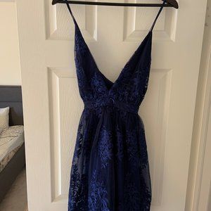 Blue dress with lace detail